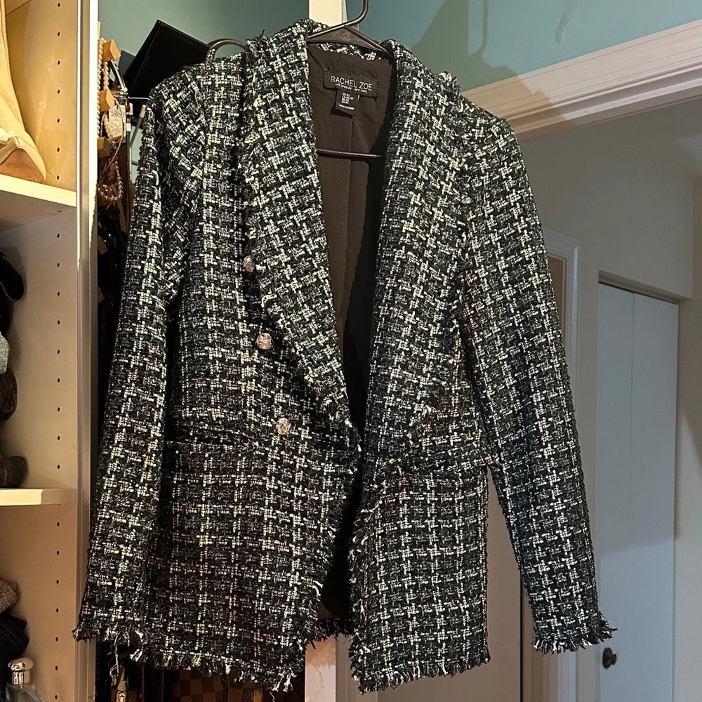 Rachel Zoe Monochrome Tweed Blazer xs